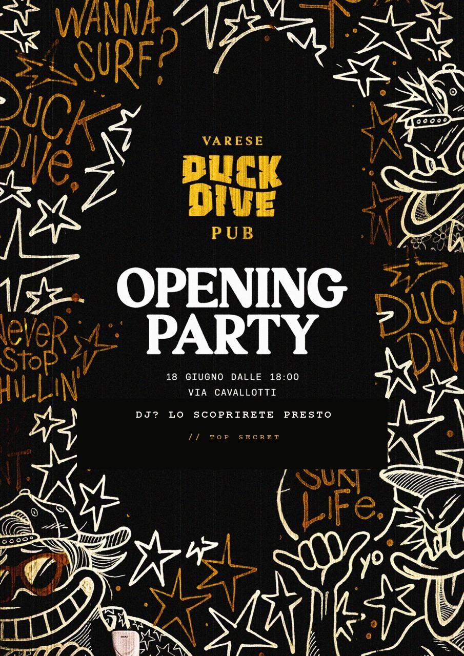 Duck Dive Pub — Opening Party · 18 Giugno · Varese